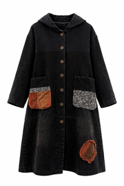 Bohem Patch Kapüşonlu Kot Kap