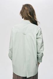 Tek Cepli Minimalist Düz Renk Gömlek Mint-RS34794