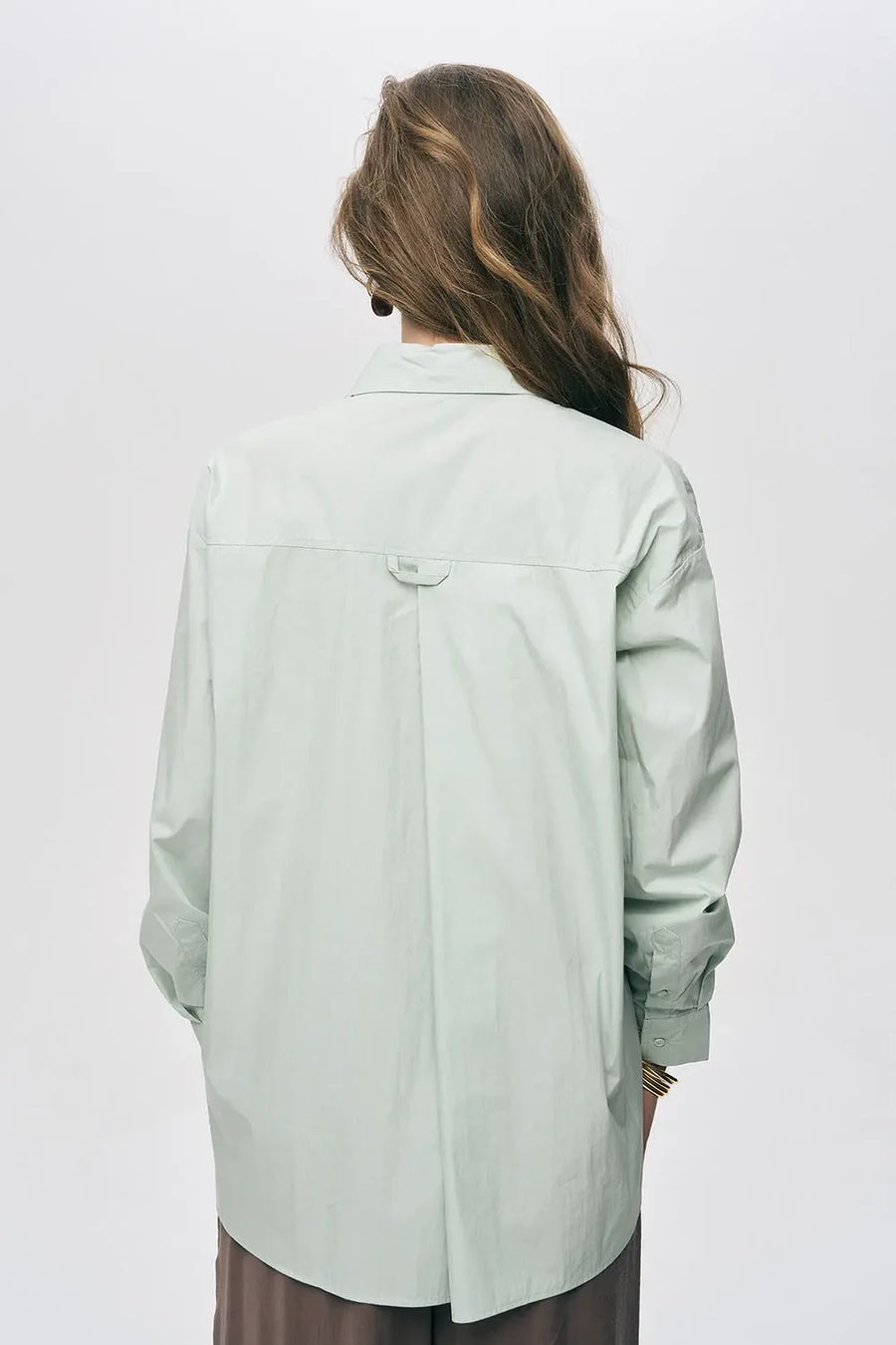 Tek Cepli Minimalist Düz Renk Gömlek Mint-RS34794