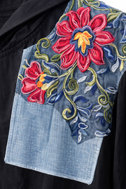 Floral Art Kapüşonlu Oversize Ceket