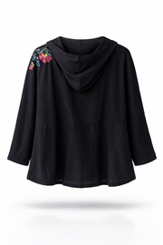 Floral Art Kapüşonlu Oversize Ceket