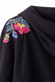 Floral Art Kapüşonlu Oversize Ceket