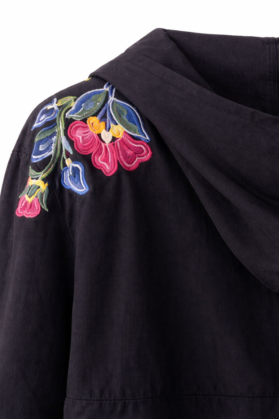 Floral Art Kapüşonlu Oversize Ceket