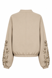 Boncuk İşlemeli Camel Bomber Ceket-R38192