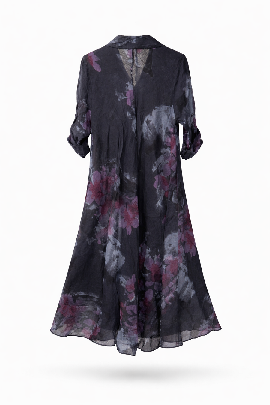 Flora Linen Lacivert Uzun Elbise