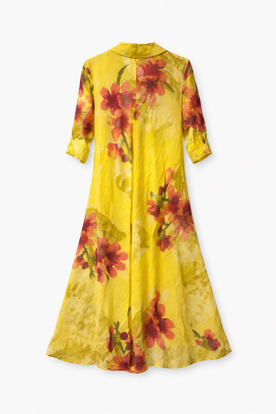 Flora Linen Sarı Uzun Elbise