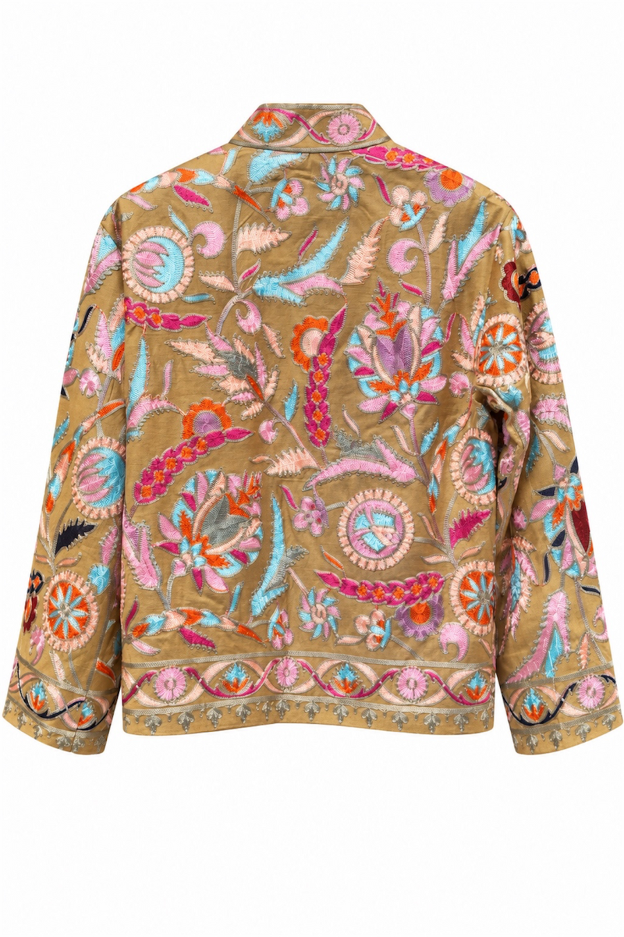 Dik Yaka Suzani İşlemeli Ceket RS10D01 | Camel