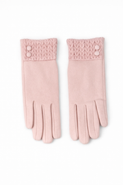 Klasik Yün Dokulu Günlük Kadın Eldiven – Pudra