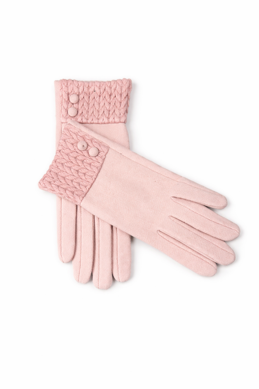 Klasik Yün Dokulu Günlük Kadın Eldiven – Pudra