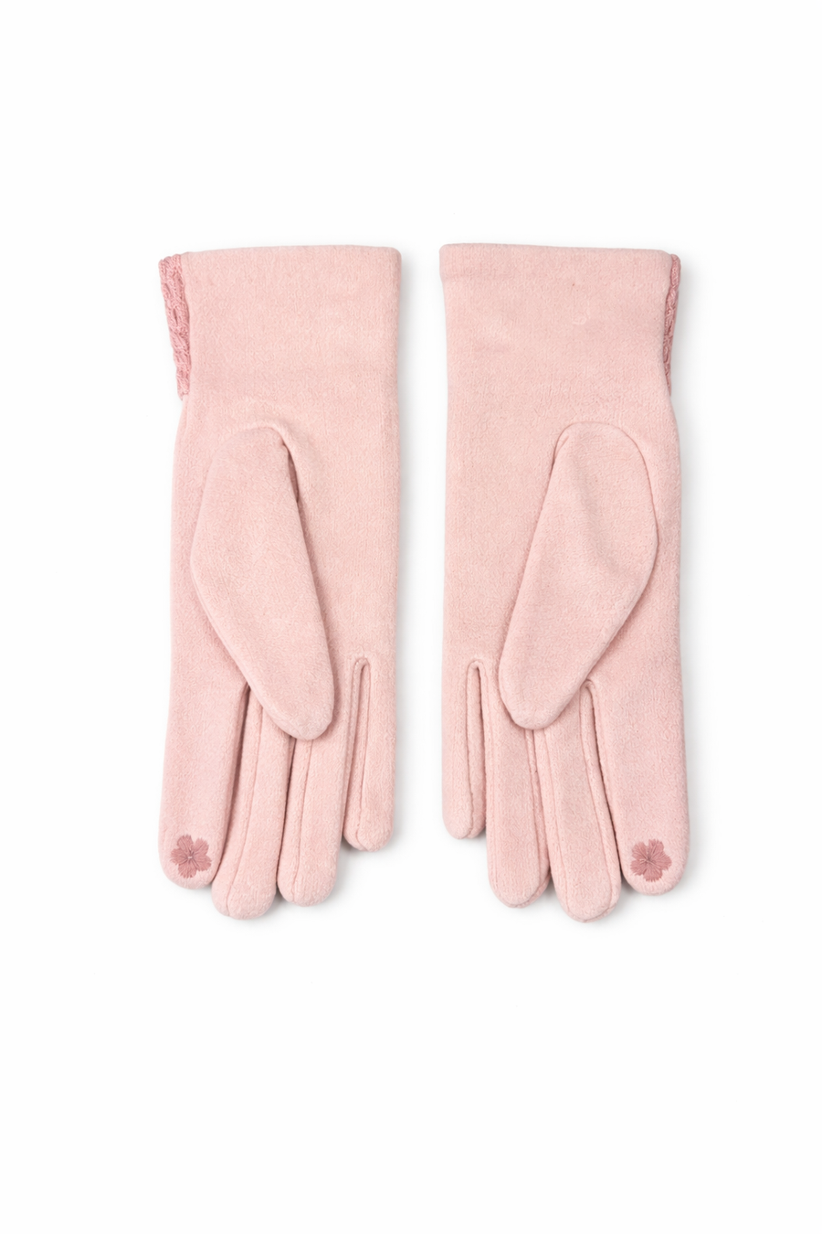 Klasik Yün Dokulu Günlük Kadın Eldiven – Pudra