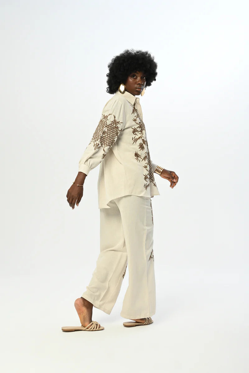 İnci İşlemeli Beli Lastikli Pantolon-39478