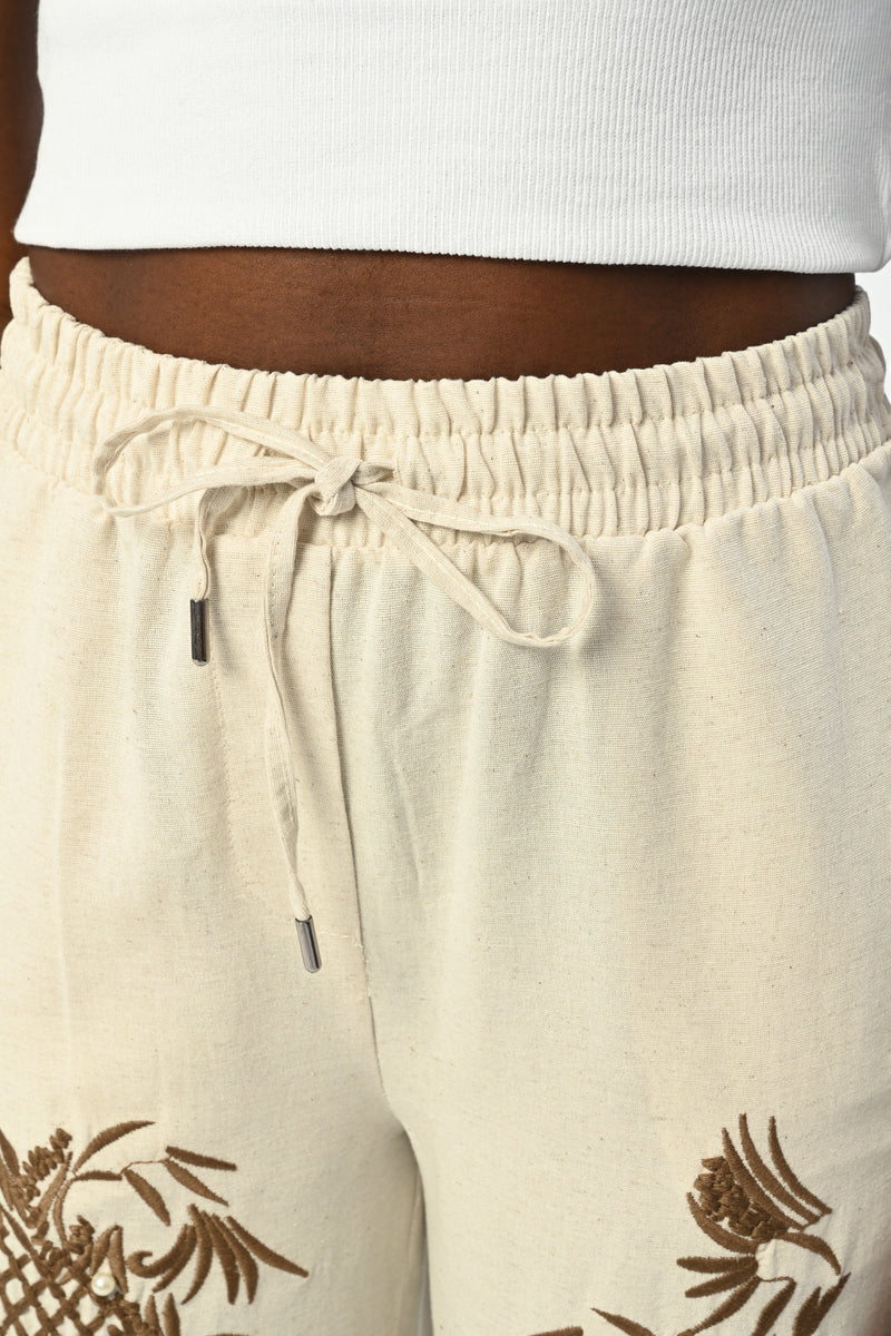 İnci İşlemeli Beli Lastikli Pantolon-39478