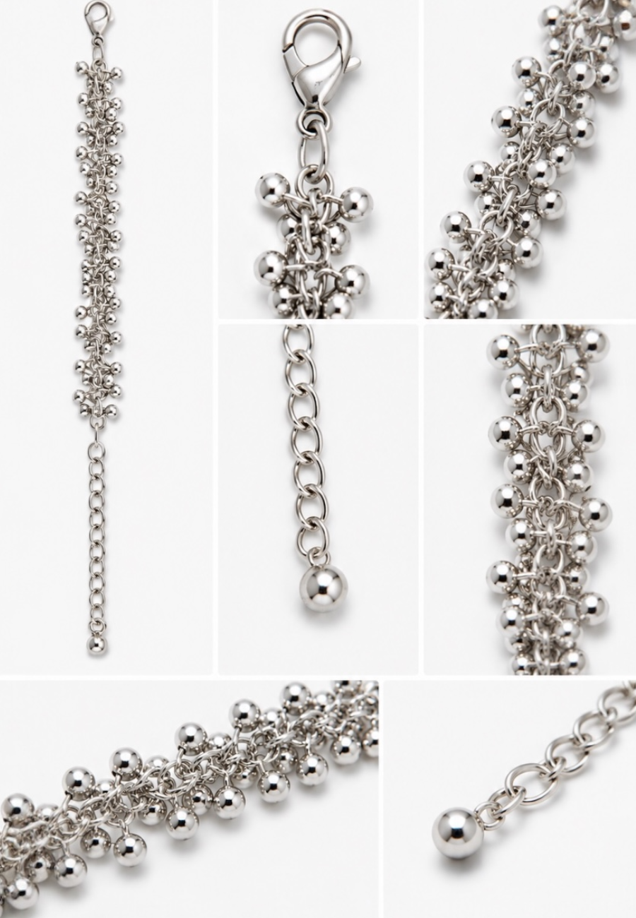 Silver Boncuk Detaylı Sallantılı Bileklik-RS2085SLV