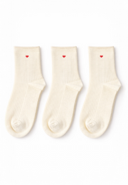 Minimal Kalp Desenli Çorap 3’lü Set