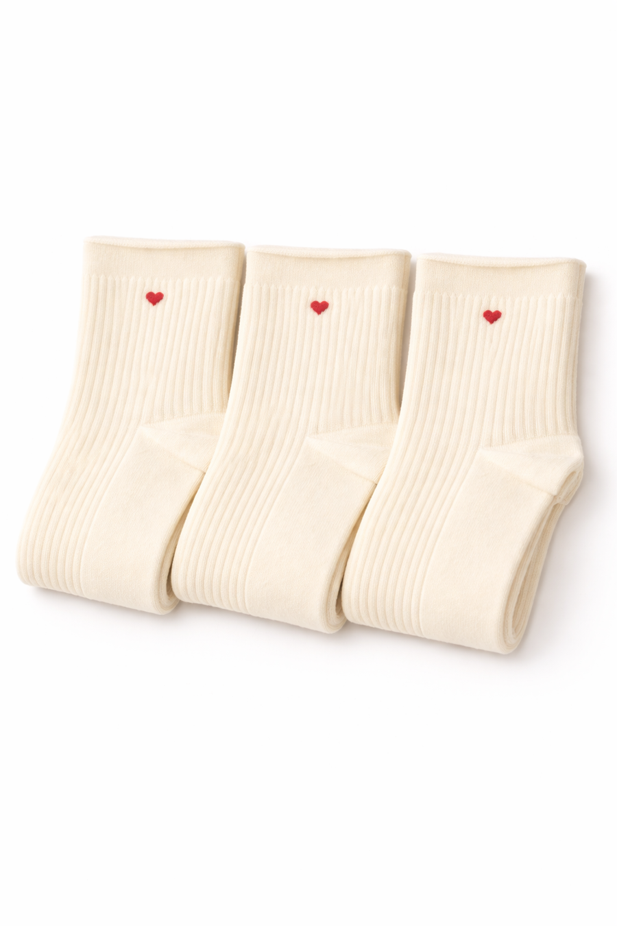 Minimal Kalp Desenli Çorap 3’lü Set