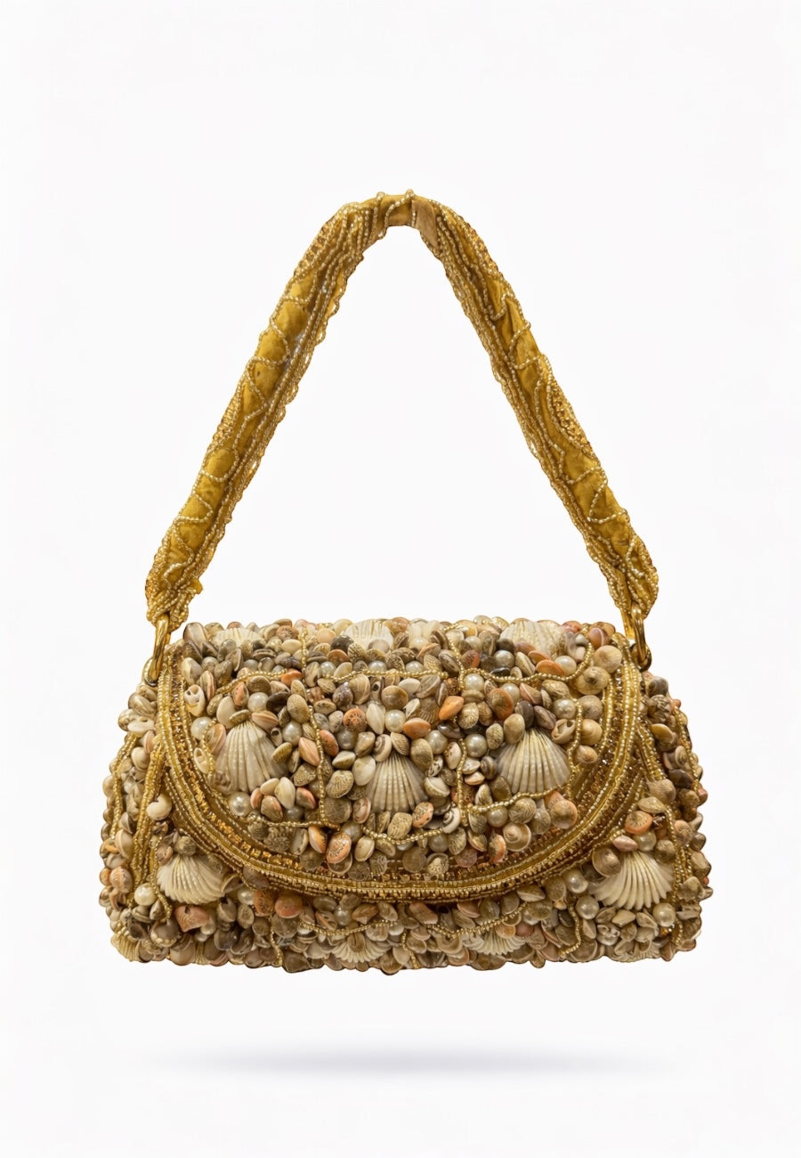Altın Kum – İnci Detaylı El Yapımı Çanta