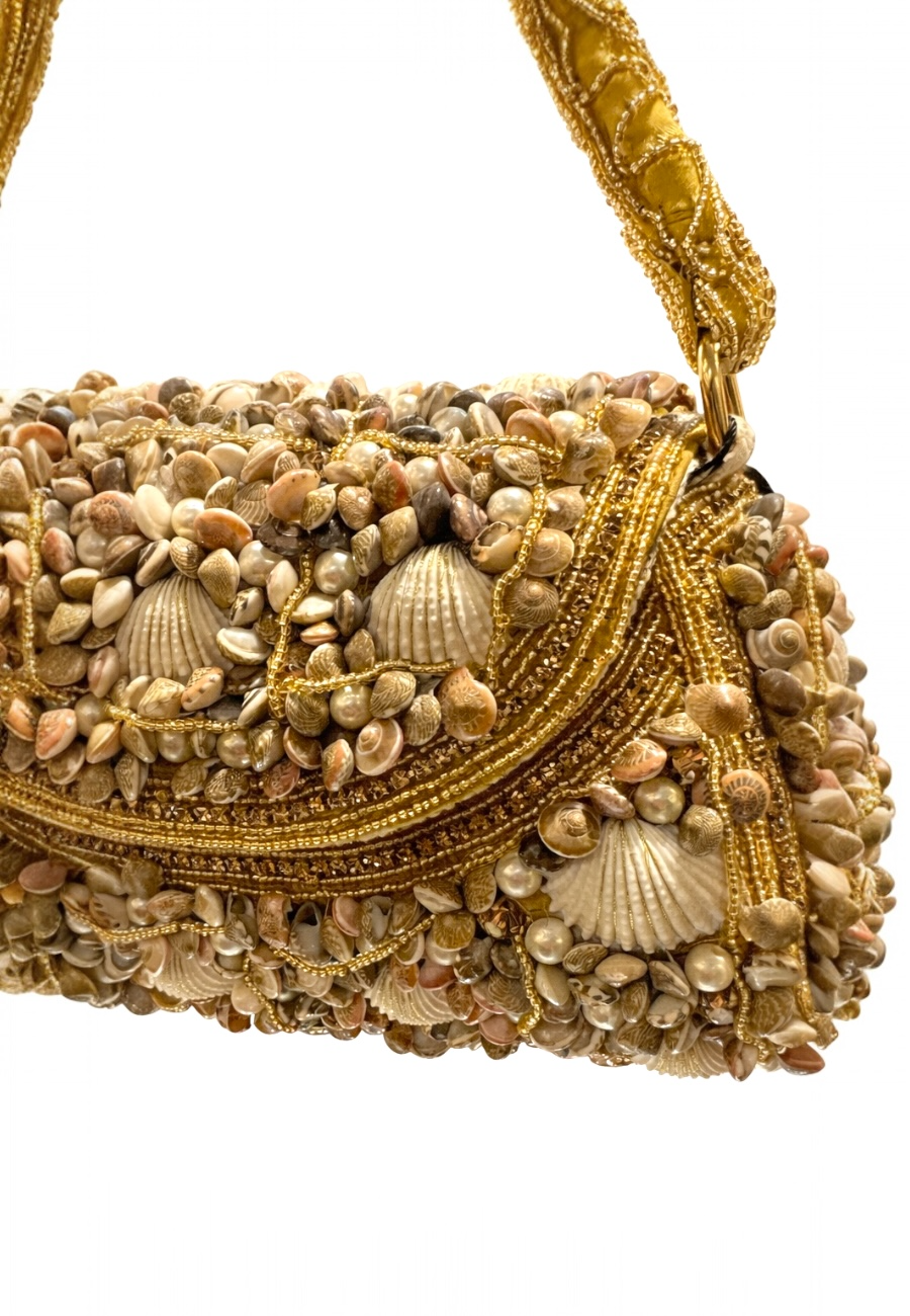 Altın Kum – İnci Detaylı El Yapımı Çanta