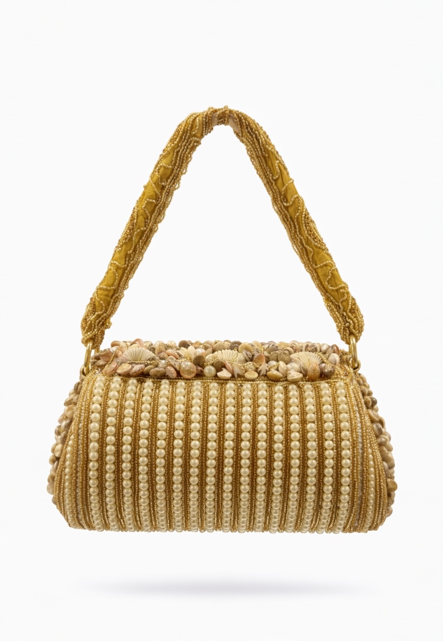 Altın Kum – İnci Detaylı El Yapımı Çanta
