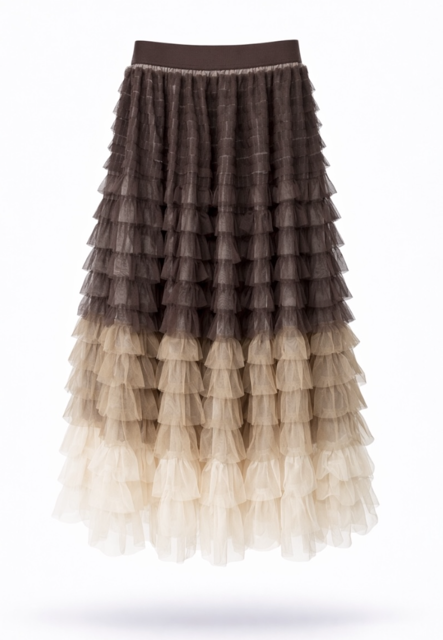 Luna Model Kat Kat Tül Etek-Degrade