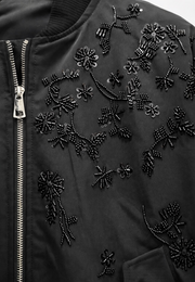 Noir Bloom İşlemeli Bomber Ceket