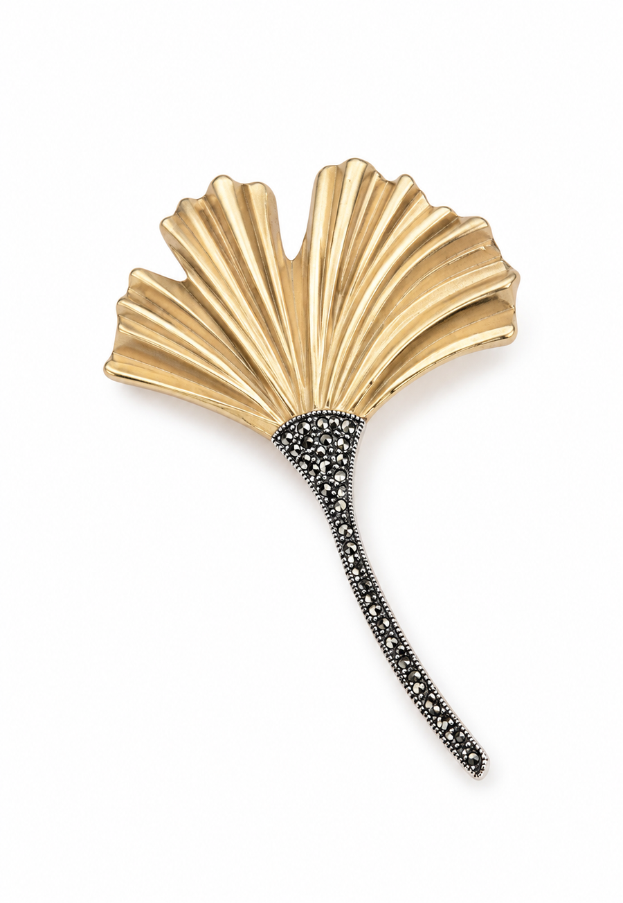 Gold Ginkgo Yaprak Broş