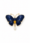 Royal Blue İnci Kelebek Broş