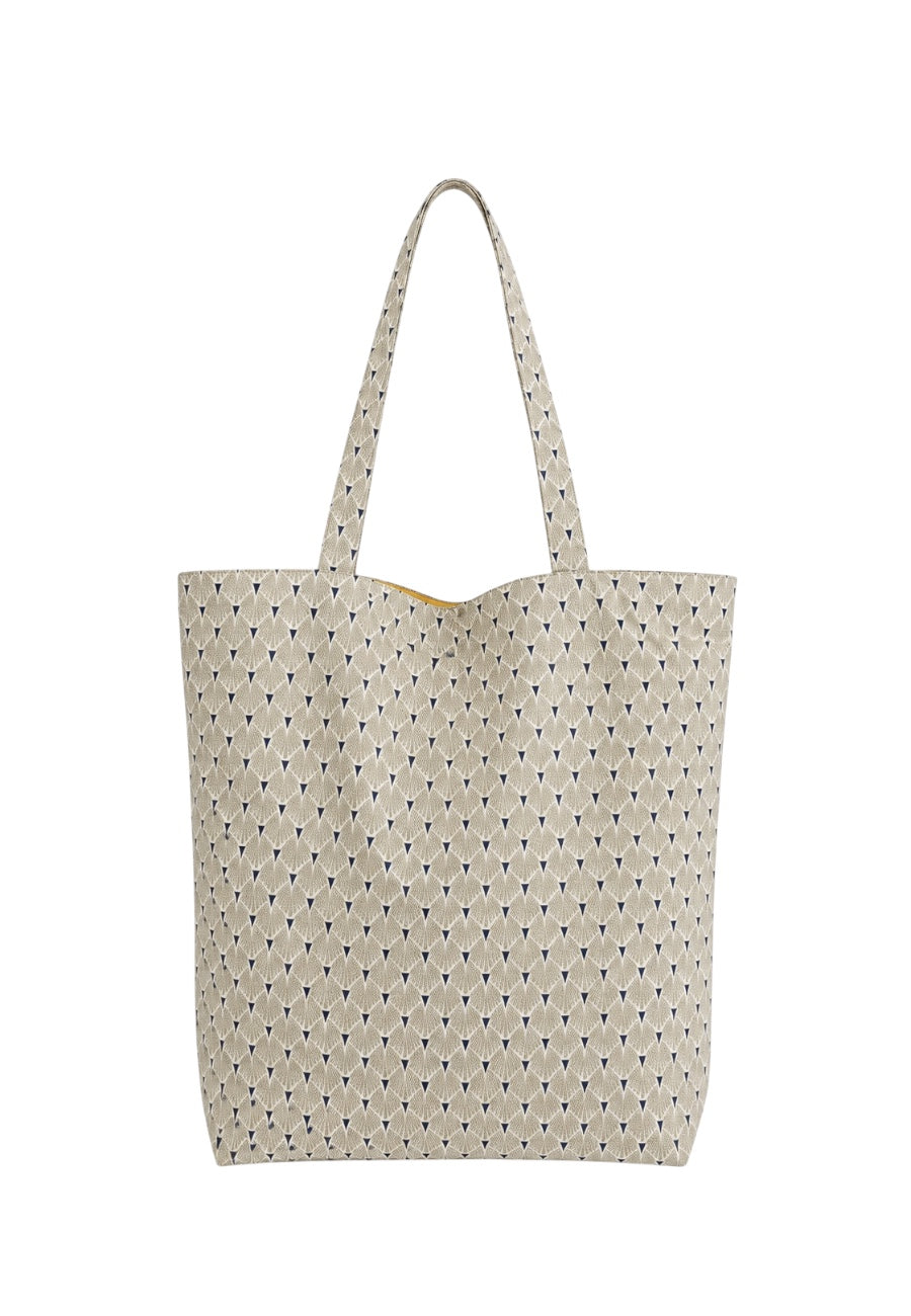 Geometrik Desenli Parlak Kumaş Tote Çanta