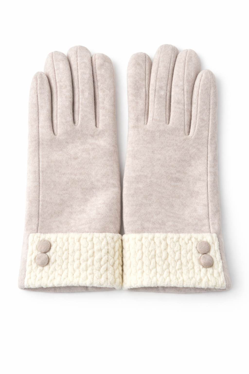 Klasik Yün Dokulu Günlük Kadın Eldiven – Kırık Beyaz