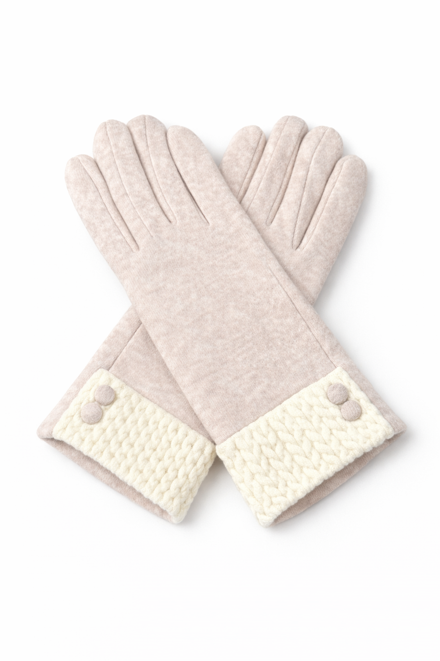 Klasik Yün Dokulu Günlük Kadın Eldiven – Kırık Beyaz