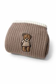 Teddy Nakışlı Pamuk Çorap-Kahverengi