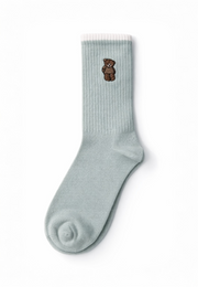 Teddy Nakışlı Pamuk Çorap-Su Yeşili