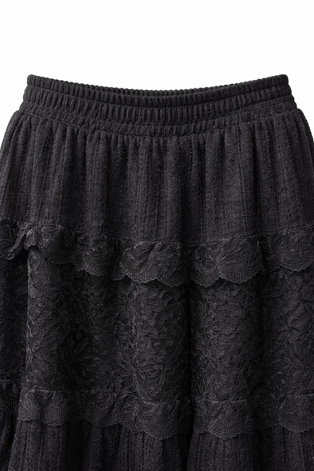 CHN-Dantel Detaylı Etek Siyah
