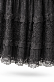 CHN-Dantel Detaylı Etek Siyah