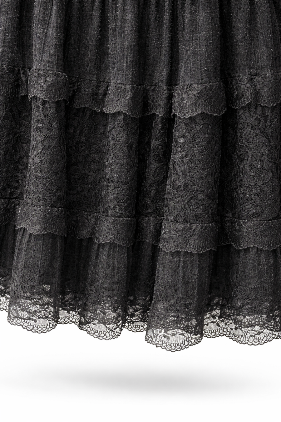 CHN-Dantel Detaylı Etek Siyah