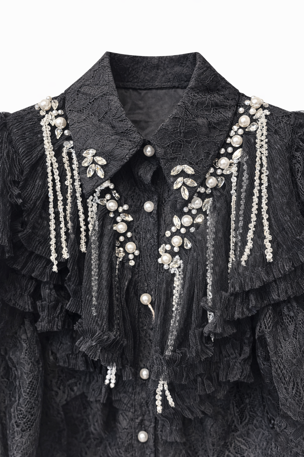 CHN-Dantel Taş Gömlek Siyah