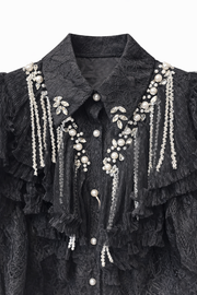CHN-Dantel Taş Gömlek Siyah