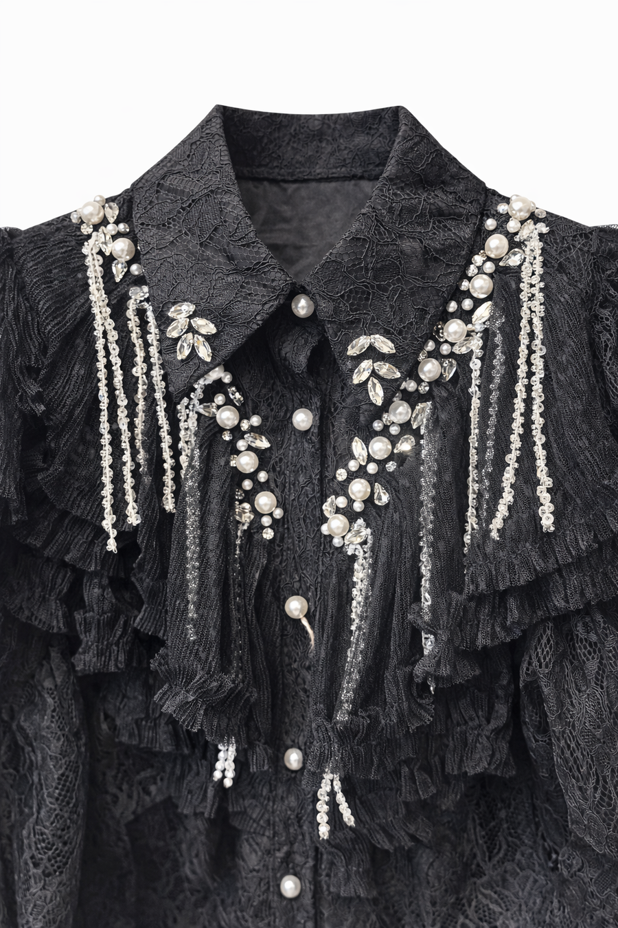 CHN-Dantel Taş Gömlek Siyah