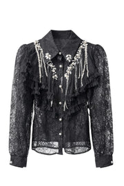 CHN-Dantel Taş Gömlek Siyah