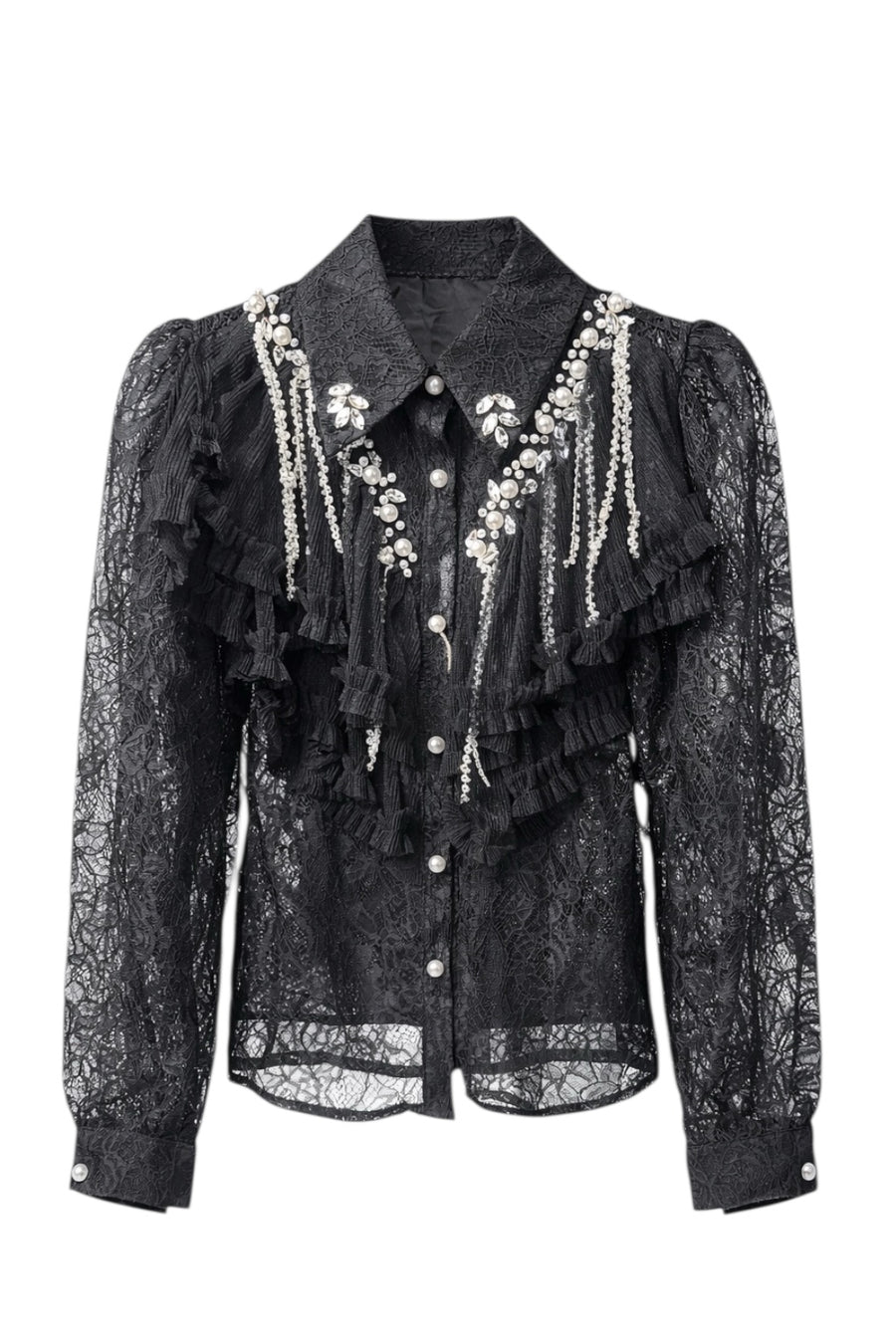 CHN-Dantel Taş Gömlek Siyah