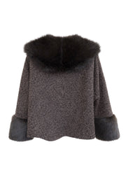 Kürk Yaka Detaylı Kısa Keçe Ceket