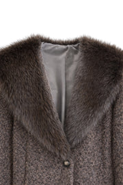 Kürk Yaka Detaylı Kısa Keçe Ceket