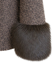 Kürk Yaka Detaylı Kısa Keçe Ceket