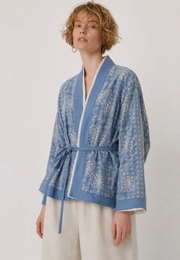 Etnik Nakışlı Kuşaklı Kısa Kimono-RS34920