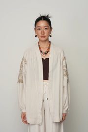 Sırt ve Kol İşlemeli Bohem Oversize Kimono-RS34011