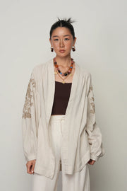 Sırt ve Kol İşlemeli Bohem Oversize Kimono-RS34011