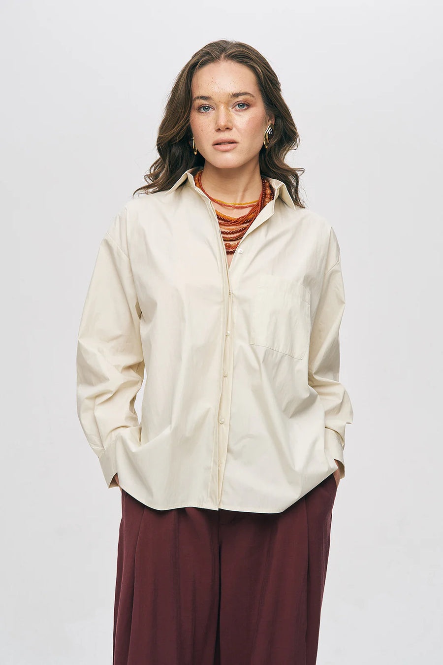 Tek Cepli Minimalist Düz Renk Gömlek Sarı-RS34794