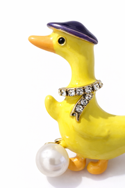 İnci Toplu Sevimli Ördek Broş