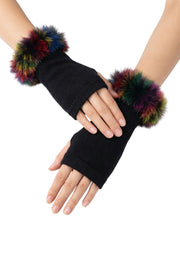 Renkli Kürk Detaylı Parmaksız Eldiven