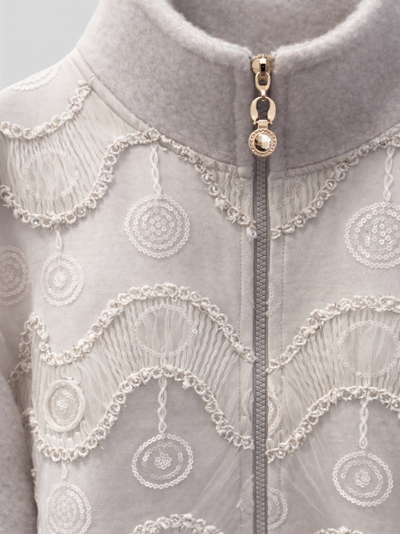 Plus Size Dantel Detaylı Fermuarlı  Mont