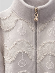 Plus Size Dantel Detaylı Fermuarlı  Mont